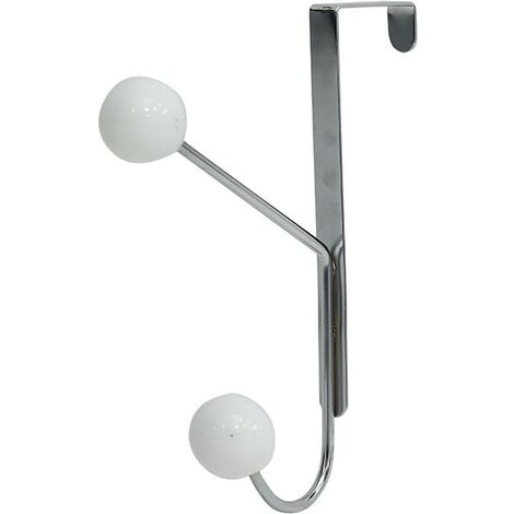 Patère Pour Porte Métal 2 Crochets (H10 Cm) Blanc - Déco Salle De Bain - Eminza