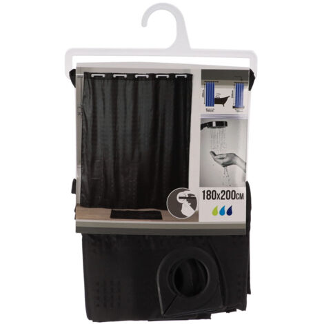 Rideau de douche polyester avec oeillets integres 180x200cm - noir - Tendance (1/3)