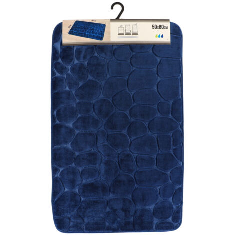 Tapis memoire de forme microfibre galet 50x80cm - bleu marine - Tendance