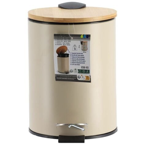 Poubelle metal frein de chute 2,5l - taupe bambou - Tendance