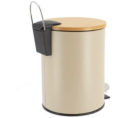Poubelle metal frein de chute 2,5l - taupe bambou - Tendance