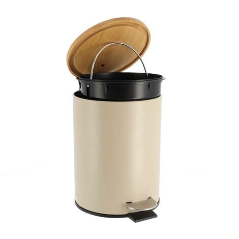 Poubelle metal frein de chute 2,5l - taupe bambou - Tendance