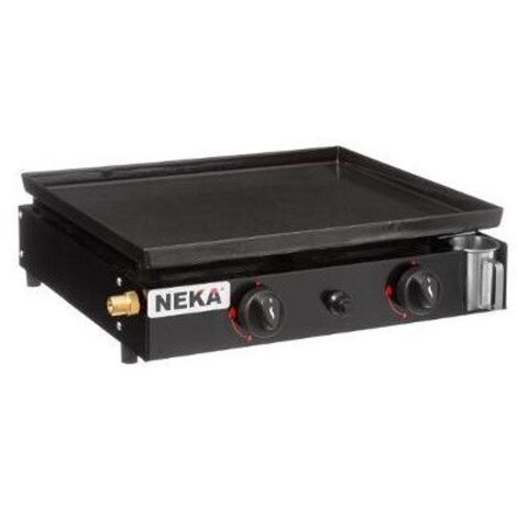 Plancha à gaz 2 feux – Longueur 49 cm – Largeur 41 cm – Puissance 4,25 kW – Allumage électronique – Pour barbecues en extérieur – Neka (1/6)