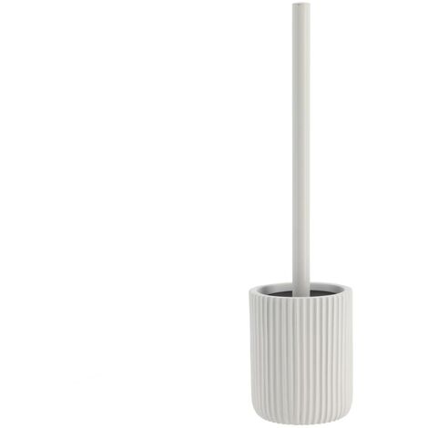 Brosse wc polyresine striee- blanc - Tendance