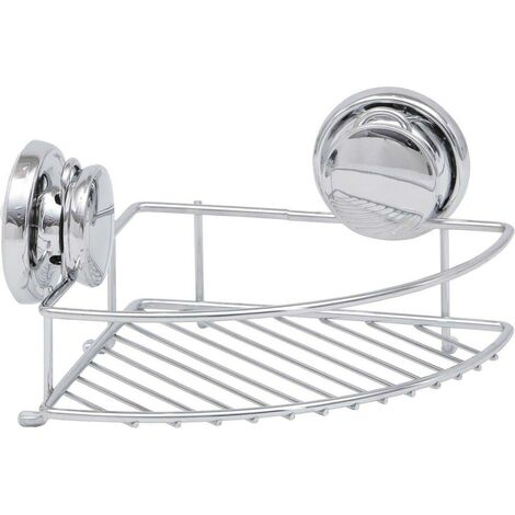 Étagère d'angle en métal chrome sur ventouses extra adhérentes - TENDANCE (1/2)