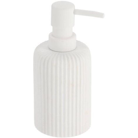 Distributeur a savon arrondi strie polyresine 230 ml - blanc - Tendance (1/3)