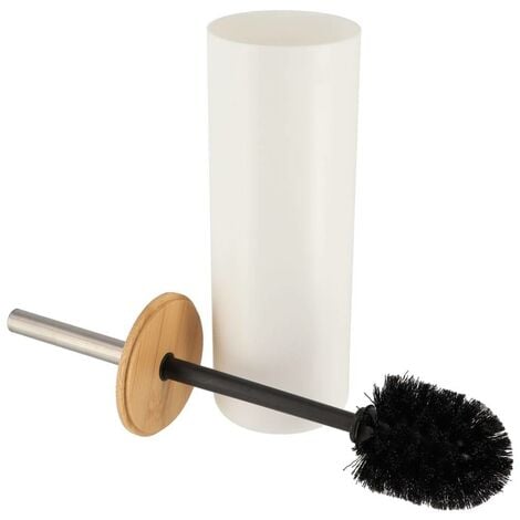 Brosse wc ps avec couvercle bambou - blanc bambou - Tendance