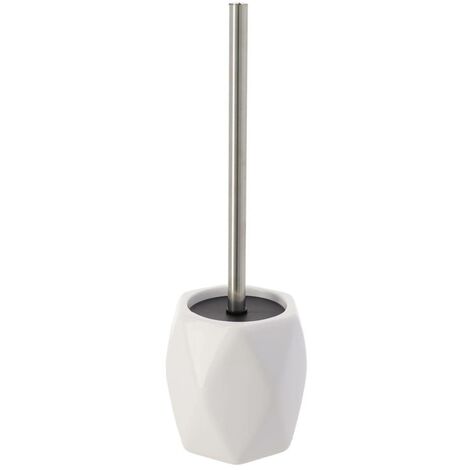Brosse wc gres forme losange tige acier inoxydable - blanc - Tendance (1/2)