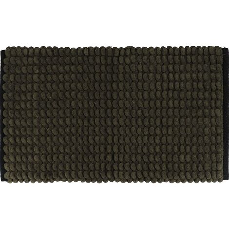 Tapis de salle de bain Bicolore Vert Kaki et Noir en Polycoton 45 x 75 cm - TENDANCE (1/2)