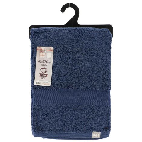 Décoration Salle De Bain Lot De 5 Serviettes De Bain 70x130 Cm | Coton 450 G/m² | Bleu Marine | OEKO-TEX Certifié Oeko-Tex