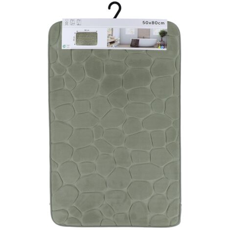 Tapis memoire de forme microfibre galet 50x80cm - vert kaki - Tendance (1/3)