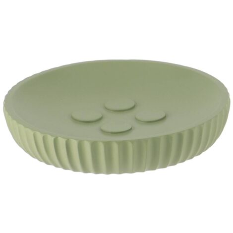 Porte-savon en résine striée Vert Kaki mat - TENDANCE (1/2)