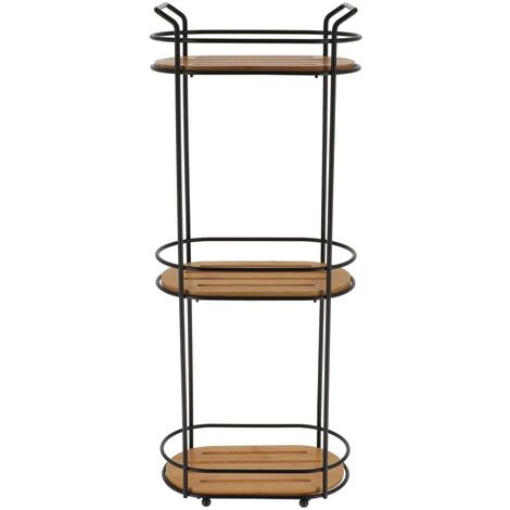 Etagere ovale fil metal a poser/3 niveaux bambou - noir/bambou - Tendance (1/2)