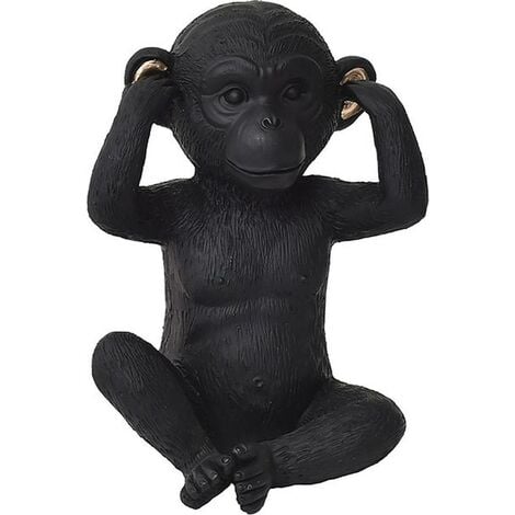 Singe de la sagesse en resine  - noir doree - Tendance