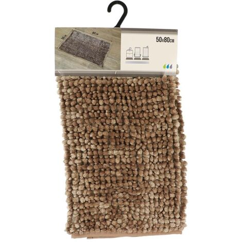 Tapis microfibre satine chenille 50x80cm - taupe - Tendance
