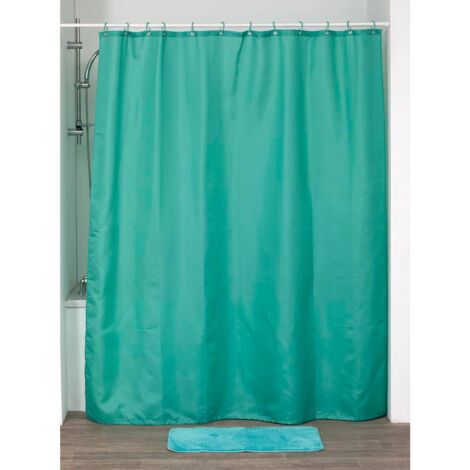 Rideau de douche Vert caraïbes avec anneaux inclus 180 x 200 cm - TENDANCE (1/2)