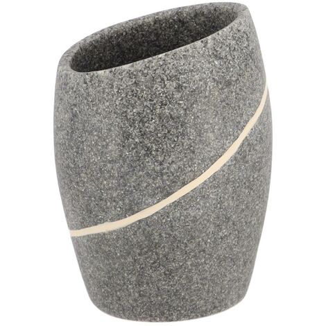 Gobelet polysresine arrondi effet pierre  - gris - Tendance (1/2)