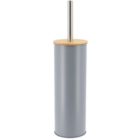 Brosse wc metal couvercle bambou - gris - Tendance (1/3)