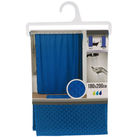 Rideau de douche polyester 180x200cm motifs diamants - bleu canard - Tendance (1/3)