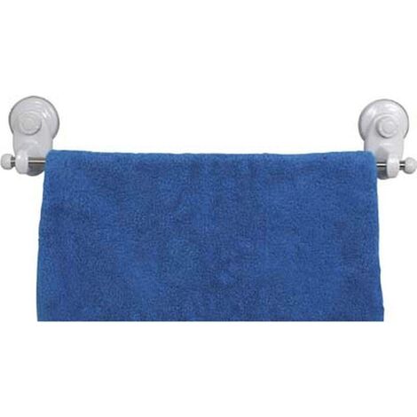 Porte-serviettes Blanc 1 Barre en Inox sur ventouses extra adhérentes L 50 cm - TENDANCE (1/2)