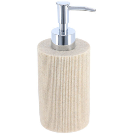 Distributeur à Savon ou lotion en résine striée Beige clair 300 ml - TENDANCE (1/2)