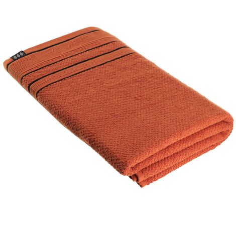 Drap de bain 100% Coton bicolore Terracotta et Noir 90 x 150 cm - TENDANCE (1/3)
