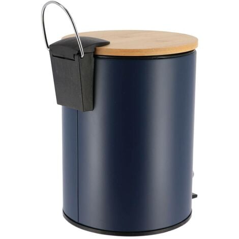 Poubelle metal frein de chute 2,5l  - bleu    bambou - Tendance