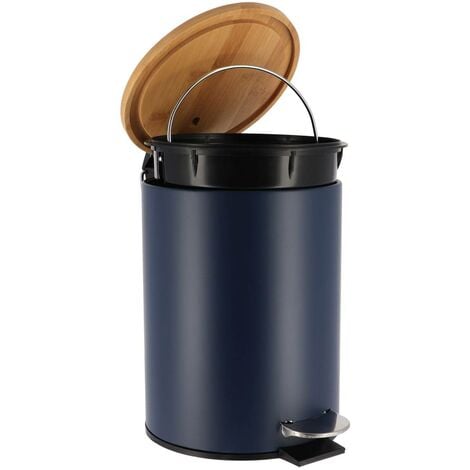 Poubelle metal frein de chute 2,5l  - bleu    bambou - Tendance