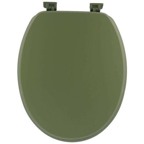 Tendance – Abattant adulte pour WC en MDF kaki mat – Fixation plastique haute qualité – Dimensions 37.5x46cm – Usage domestique standard (1/3)