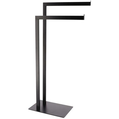 Porte-serviettes 2 Barres en Métal Noir mat H 81 cm - TENDANCE (1/2)
