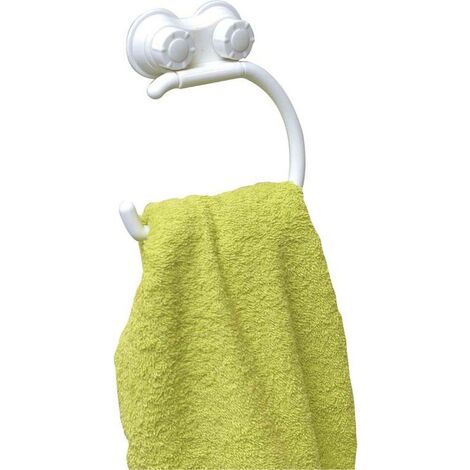 Porte serviettes pp forme arrondie sur ventouses - blanc - Tendance