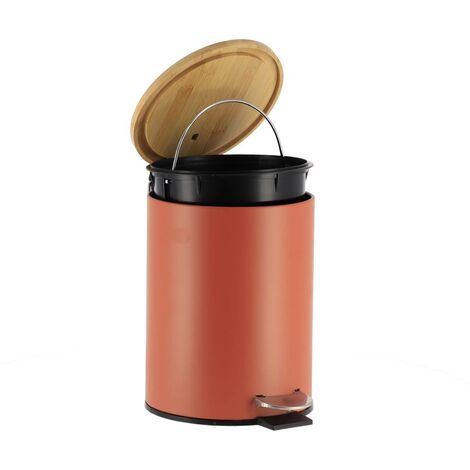 Poubelle metal frein de chute 2,5l - terracotta bambou - Tendance
