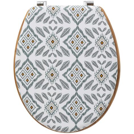 5Five Simply Smart – Abattant WC à motifs gris 42x36 cm – Panneau de fibres de bois HDF – Charnières universelles en zinc – Installation facile (1/6)