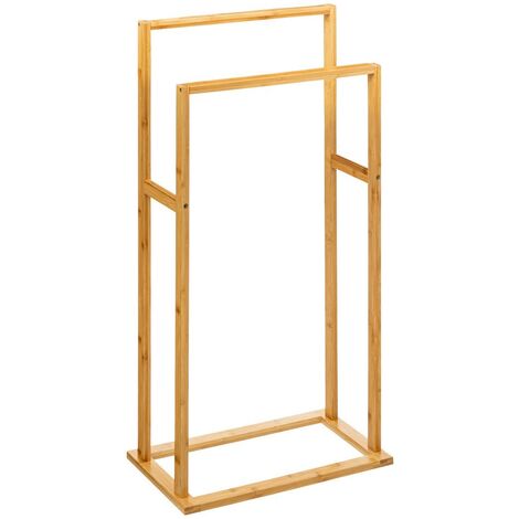 5Five Simply Smart – Porte-serviettes double en bambou 42 x 24,2 x 81,5 cm – Résistant à l'humidité – Montage rapide sans outils – Pour salle de bain