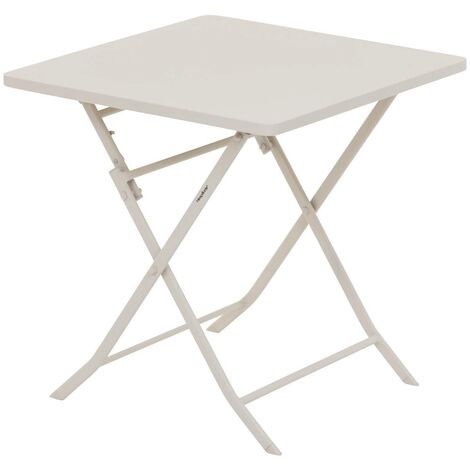 Hesperide – Table de jardin pliante carrée 70x70cm pour 2 personnes – Acier époxy traité – Couleur argile – Facile à ranger et manipuler