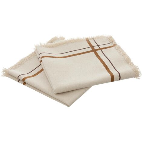 Lot de 2 serviettes de table en coton Beige, Cannelle et Violet 40 x 40 cm - Atmosphera (1/4)