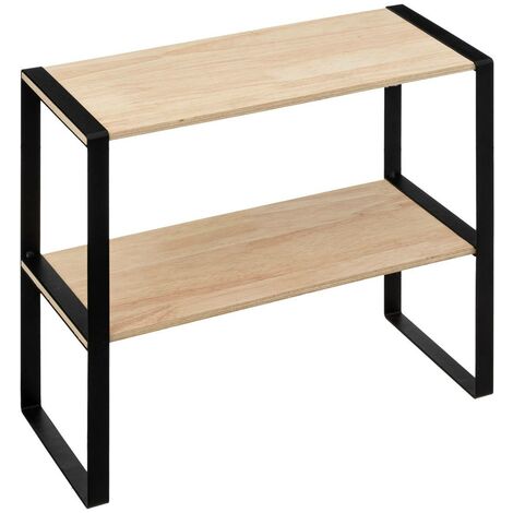 5Five Simply Smart – Étagère de comptoir de cuisine 2 niveaux 40 x 17,5 x 35 cm – Fer et contreplaqué – Montage simple sans outil – Pour rangement épices et ustensiles