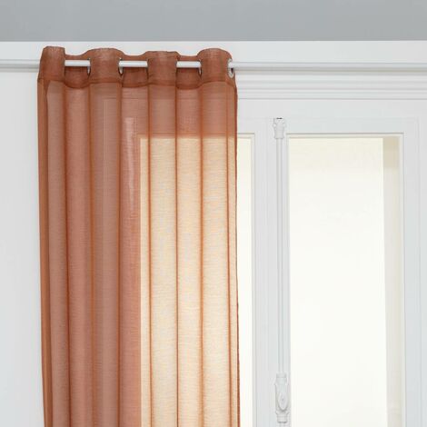 Atmosphera – Voilage à œillets terracotta 135 x 240 cm – 100% polyester – 8 œillets argent – Prêt-à-poser pour installation facile