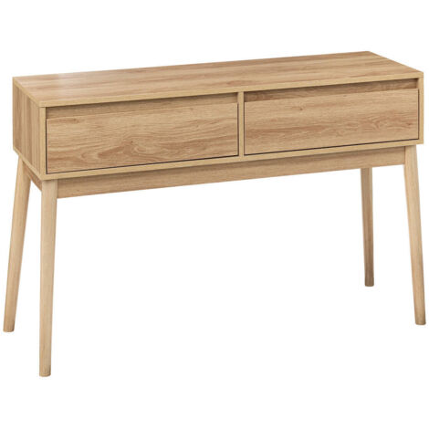 5Five Simply Smart – Console 2 tiroirs effet chêne naturel L 114 x P 37 x H 76 cm – Charnières avec amortisseur – Meuble élégant pour entrée (1/7)