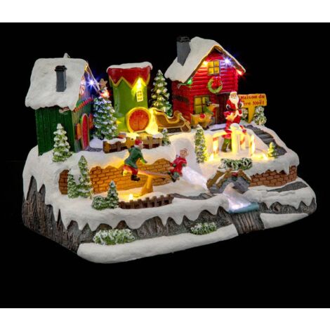 Fééric Lights And Christmas – Village de Noël lumineux avec 13 LED multicolores – Résine polyresine – Dimensions 31x19x20,5 cm – Poids 1,8 kg