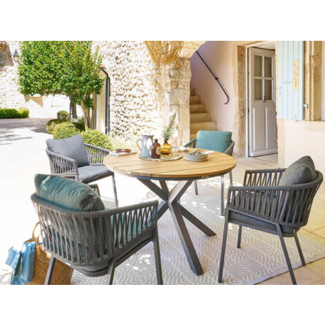 Table De Jardin Ronde Seven En Aluminium - Diamètre 150 Cm - Couleur Graphite - Extérieur - 7