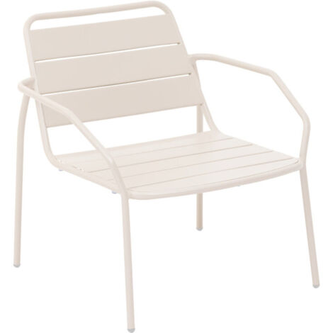 Hesperide – Fauteuil de jardin Phuket argile en acier traité époxy – Design rétro avec accoudoirs enveloppants – Dimensions L. 68 x P. 67 x H. 70 cm (1/3)