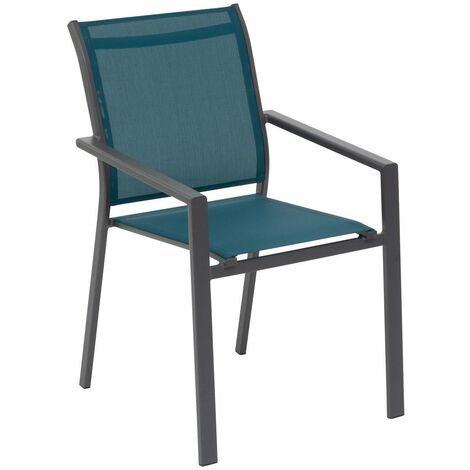 Hesperide – Fauteuil de jardin empilable en aluminium traité époxy – Confort optimal avec accoudoirs inclinés – Dimensions L. 56 x l. 63 x H. 88 cm