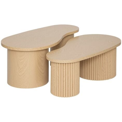 Lot de 2 tables basses Soleya L95 99,5cm beige - Atmosphera créateur d'intérieur