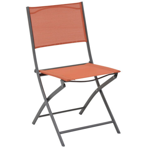 Hesperide – Lot de 4 chaises de jardin pliantes Modula – Structure acier époxy – Assise en texaline – Résistantes aux UV et à la rouille