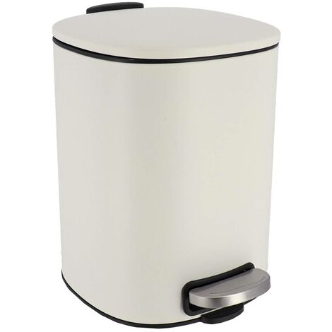 Poubelle metal carre 5l frein de chute a pedale - blanc - Tendance (1/5)