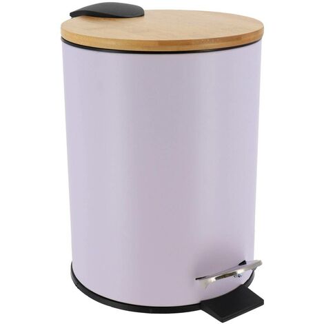 Poubelle metal frein de chute 3l - lilas bambou - Tendance
