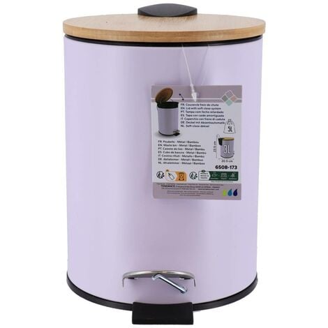 Poubelle metal frein de chute 3l - lilas bambou - Tendance