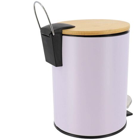 Poubelle metal frein de chute 3l - lilas bambou - Tendance