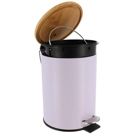 Poubelle metal frein de chute 3l - lilas bambou - Tendance